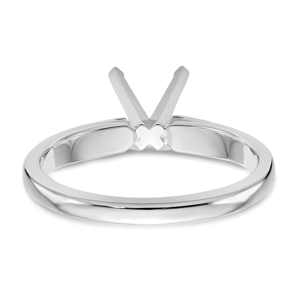 14k White Gold 1/2 carat Medium-Weight High Shoulder Airline Half-Round 4-Prong Round Solitaire Ring Mounting