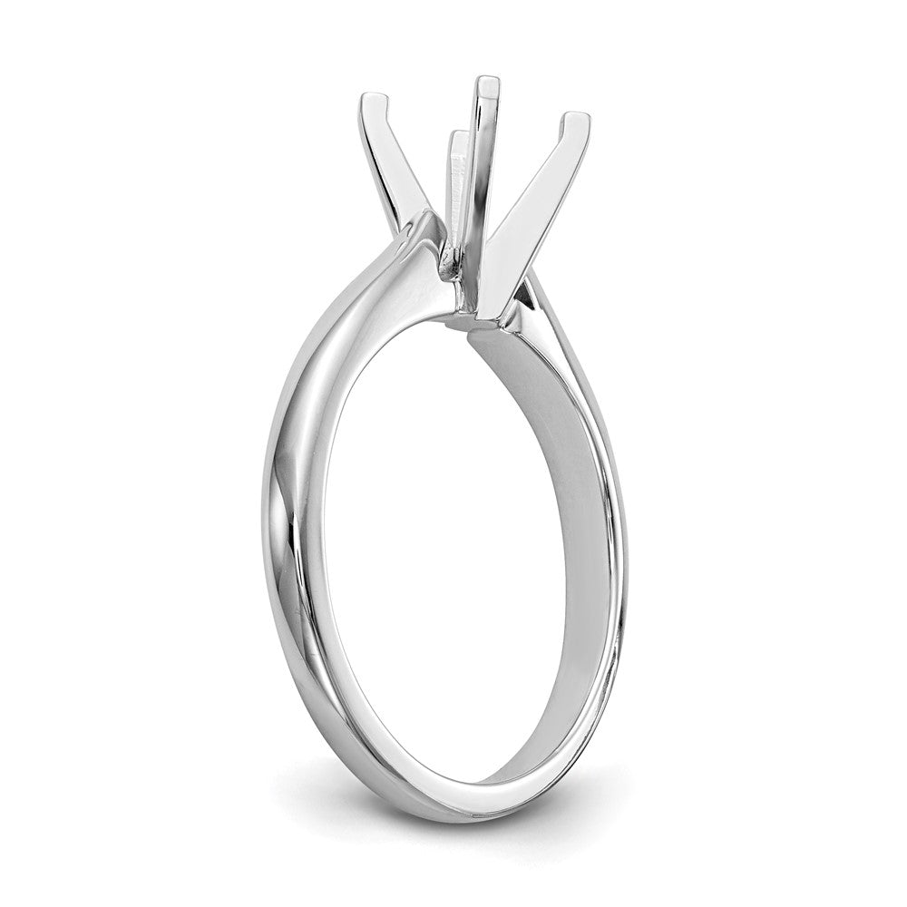 14k White Gold 1/2 carat Medium-Weight High Shoulder Airline Half-Round 4-Prong Round Solitaire Ring Mounting