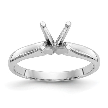 14k White Gold 1/2 carat Medium-Weight High Shoulder Airline Half-Round 4-Prong Round Solitaire Ring Mounting