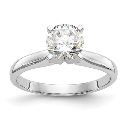 14k White Gold 1.25 carat Medium-Weight High Shoulder Airline Half-Round 4-Prong Round Solitaire Ring Mounting