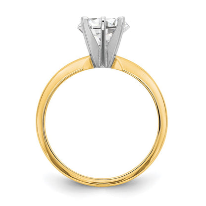 14k Two-Tone 1/4 carat Lightweight Half-Round 6-Prong Round Solitaire Ring Mounting