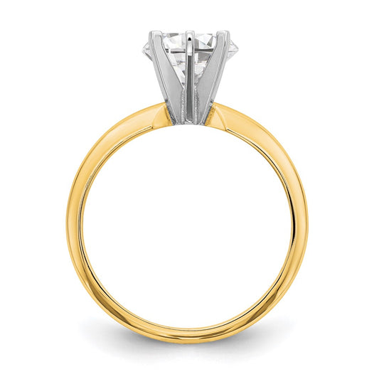 14k Two-Tone 3/16 carat Lightweight Half-Round 6-Prong Round Solitaire Ring Mounting