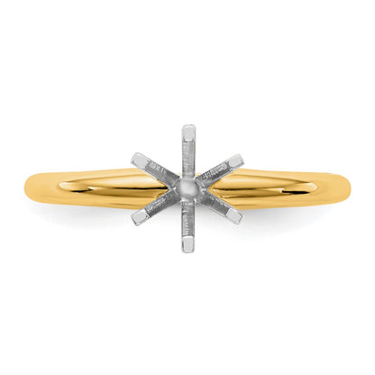 14k Two-Tone 2 carat Lightweight Half-Round 6-Prong Round Solitaire Ring Mounting