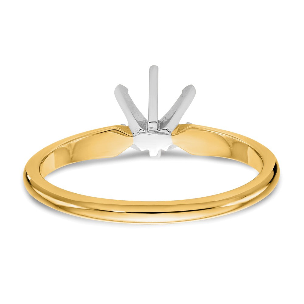 14k Two-Tone 1 carat Lightweight Half-Round 6-Prong Round Solitaire Ring Mounting