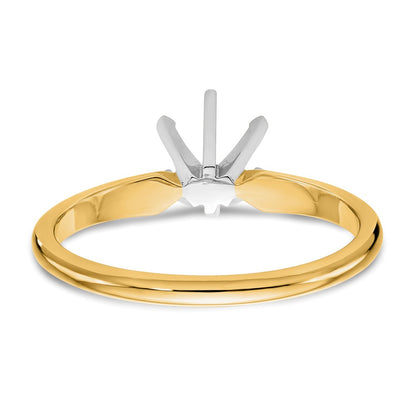 14k Two-Tone 1.5 carat Lightweight Half-Round 6-Prong Round Solitaire Ring Mounting