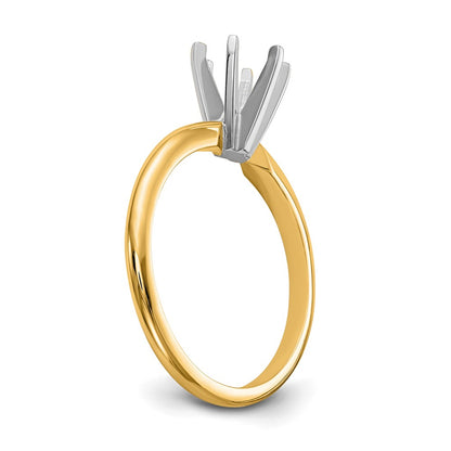 14k Two-Tone 3/4 carat Lightweight Half-Round 6-Prong Round Solitaire Ring Mounting