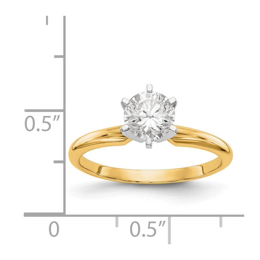 14k Two-Tone 3/4 carat Lightweight Half-Round 6-Prong Round Solitaire Ring Mounting