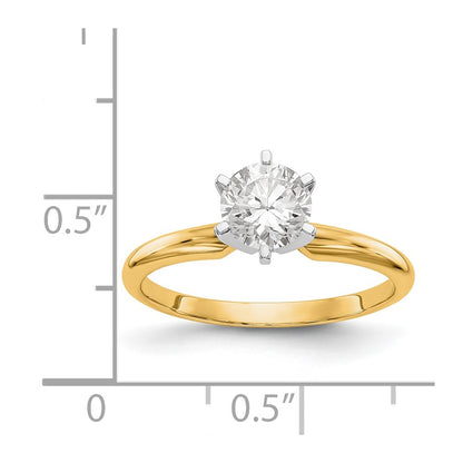 14k Two-Tone 2 carat Lightweight Half-Round 6-Prong Round Solitaire Ring Mounting