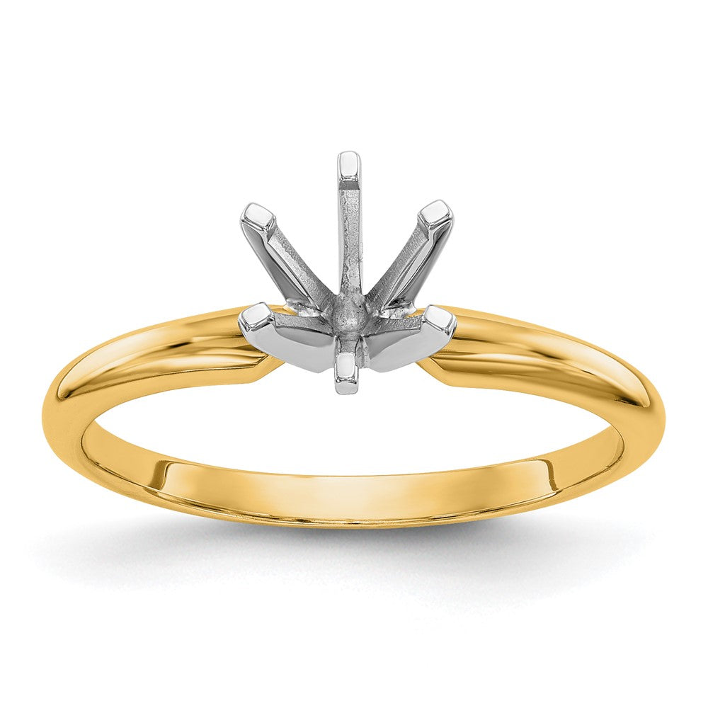 14k Two-Tone 3/4 carat Lightweight Half-Round 6-Prong Round Solitaire Ring Mounting