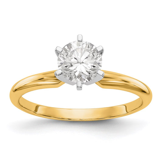 14k Two-Tone 3/16 carat Lightweight Half-Round 6-Prong Round Solitaire Ring Mounting