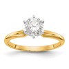 14k Two-Tone 2 carat Lightweight Half-Round 6-Prong Round Solitaire Ring Mounting