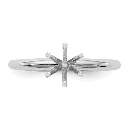 14k White Gold 1/2 carat Lightweight Half-Round 6-Prong Round Solitaire Ring Mounting