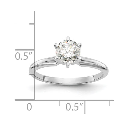14k White Gold 3/4 carat Lightweight Half-Round 6-Prong Round Solitaire Ring Mounting