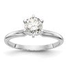 14k White Gold 1/8 carat Lightweight Half-Round 6-Prong Round Solitaire Ring Mounting