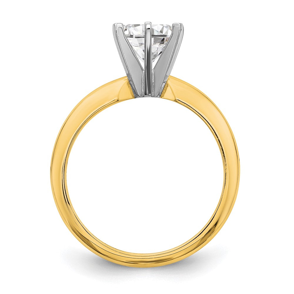14k Two-Tone 5/8 carat Heavy-Weight Half-Round 6-Prong Round Solitaire Ring Mounting