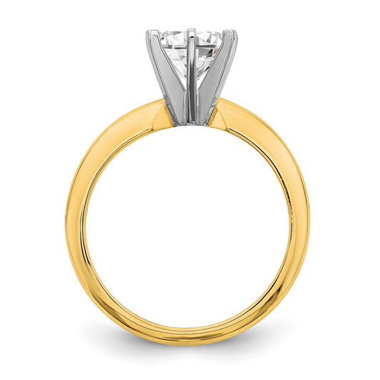 14k Two-Tone 3/4 carat Heavy-Weight Half-Round 6-Prong Round Solitaire Ring Mounting