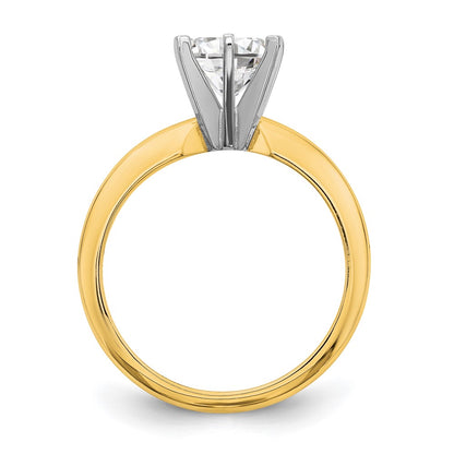 14k Two-Tone 1/8 carat Heavy-Weight Half-Round 6-Prong Round Solitaire Ring Mounting
