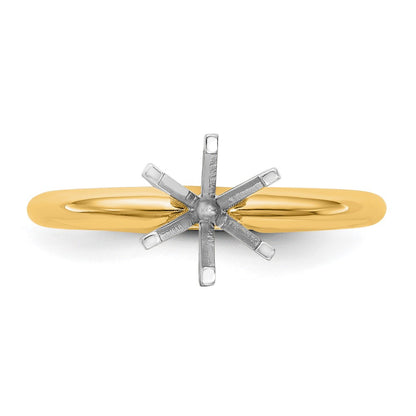 14k Two-Tone 1/3 carat Heavy-Weight Half-Round 6-Prong Round Solitaire Ring Mounting