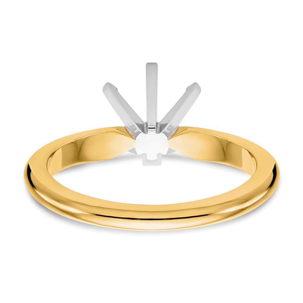 14k Two-Tone 3/4 carat Heavy-Weight Half-Round 6-Prong Round Solitaire Ring Mounting
