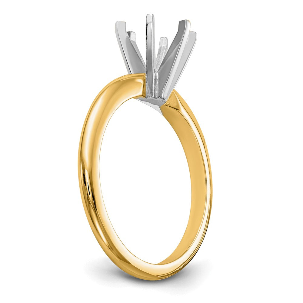 14k Two-Tone 5/8 carat Heavy-Weight Half-Round 6-Prong Round Solitaire Ring Mounting