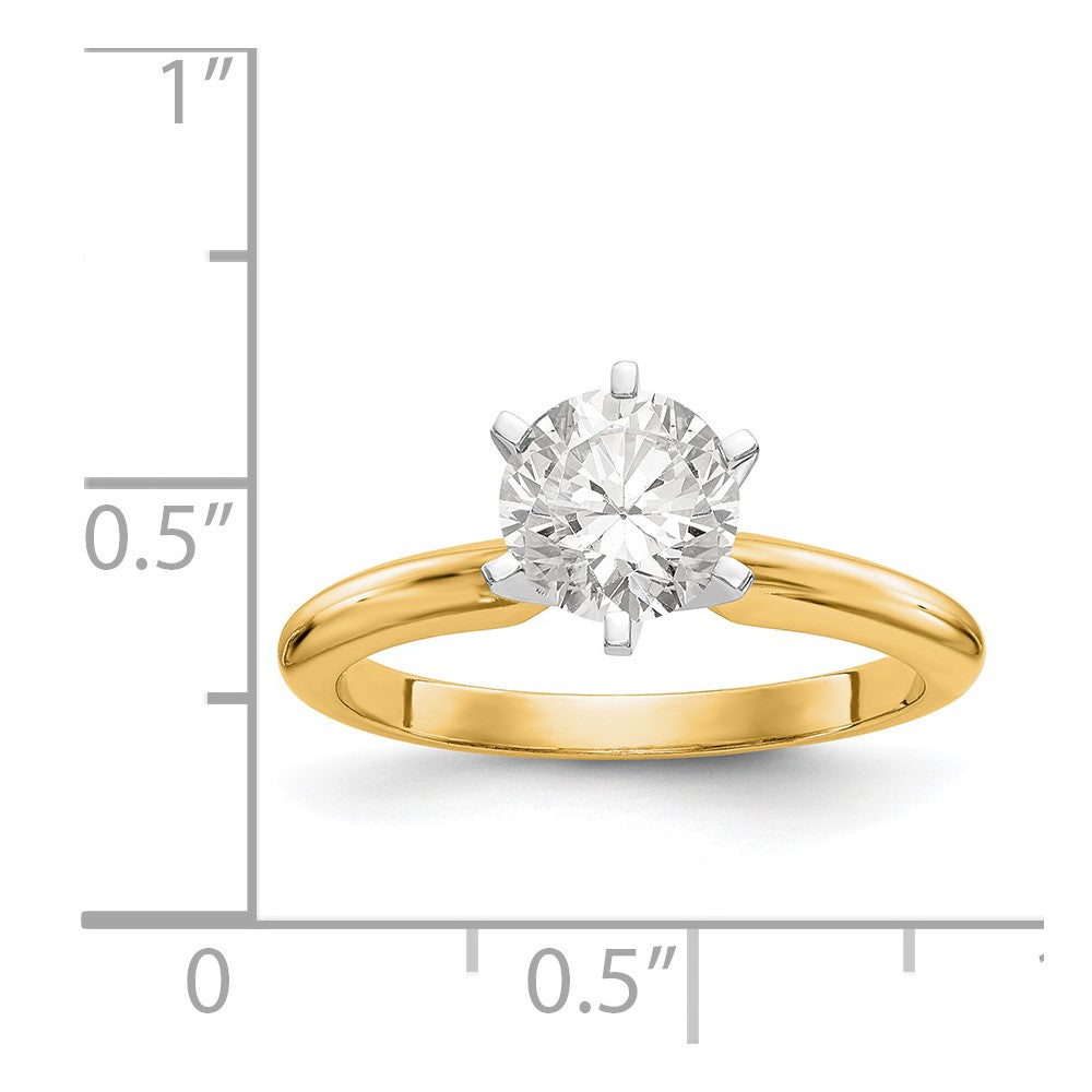 14k Two-Tone 1/8 carat Heavy-Weight Half-Round 6-Prong Round Solitaire Ring Mounting