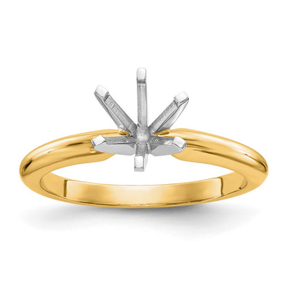 14k Two-Tone 1/3 carat Heavy-Weight Half-Round 6-Prong Round Solitaire Ring Mounting
