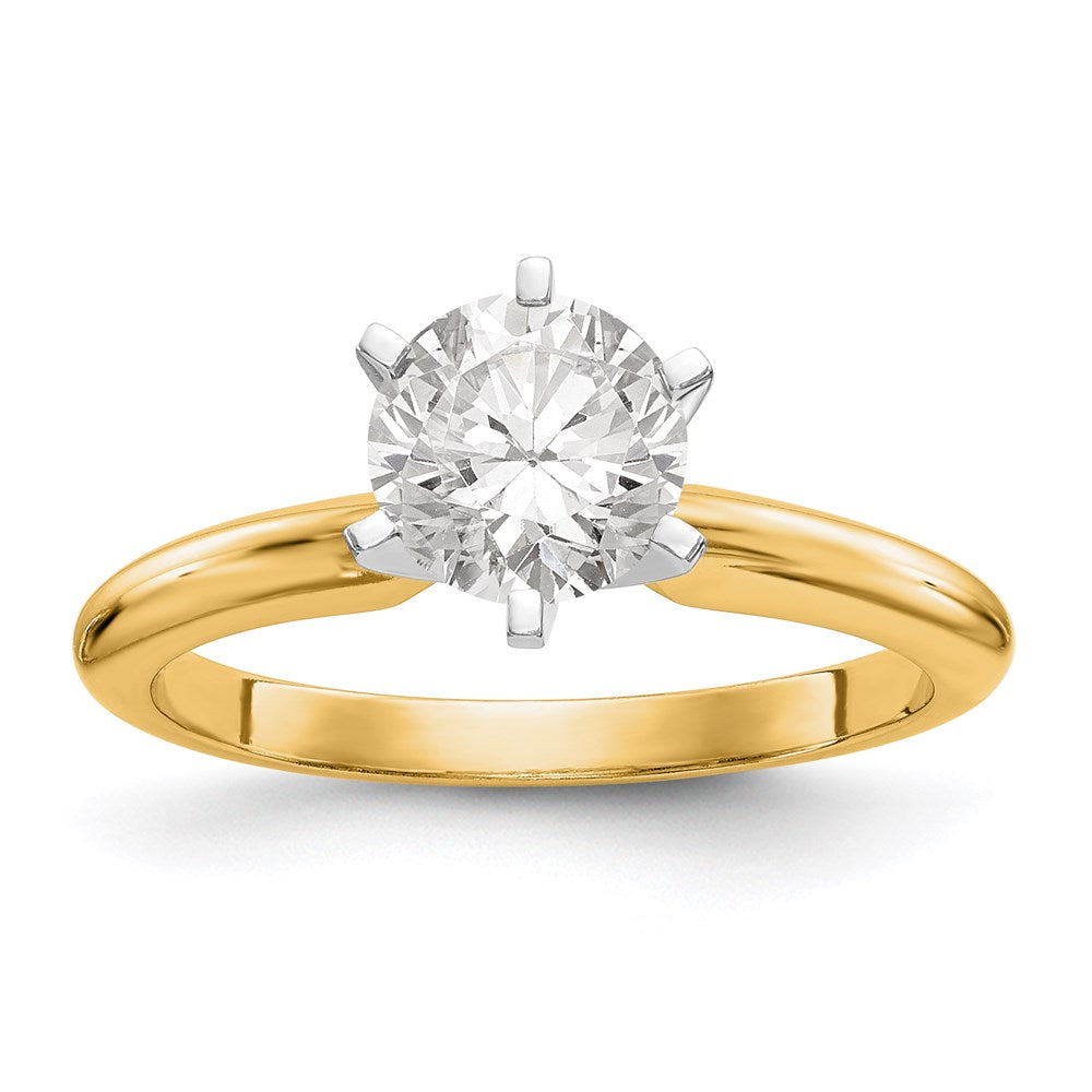 14k Two-Tone 5/8 carat Heavy-Weight Half-Round 6-Prong Round Solitaire Ring Mounting