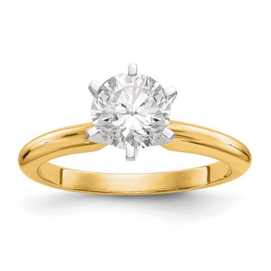 14k Two-Tone 5/8 carat Heavy-Weight Half-Round 6-Prong Round Solitaire Ring Mounting