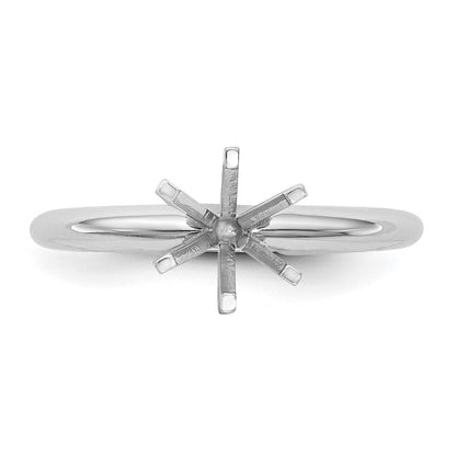 14k White Gold 1.25 carat Heavy-Weight Half-Round 6-Prong Round Solitaire Ring Mounting