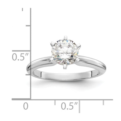 14k White Gold 1/2 carat Heavy-Weight Half-Round 6-Prong Round Solitaire Ring Mounting