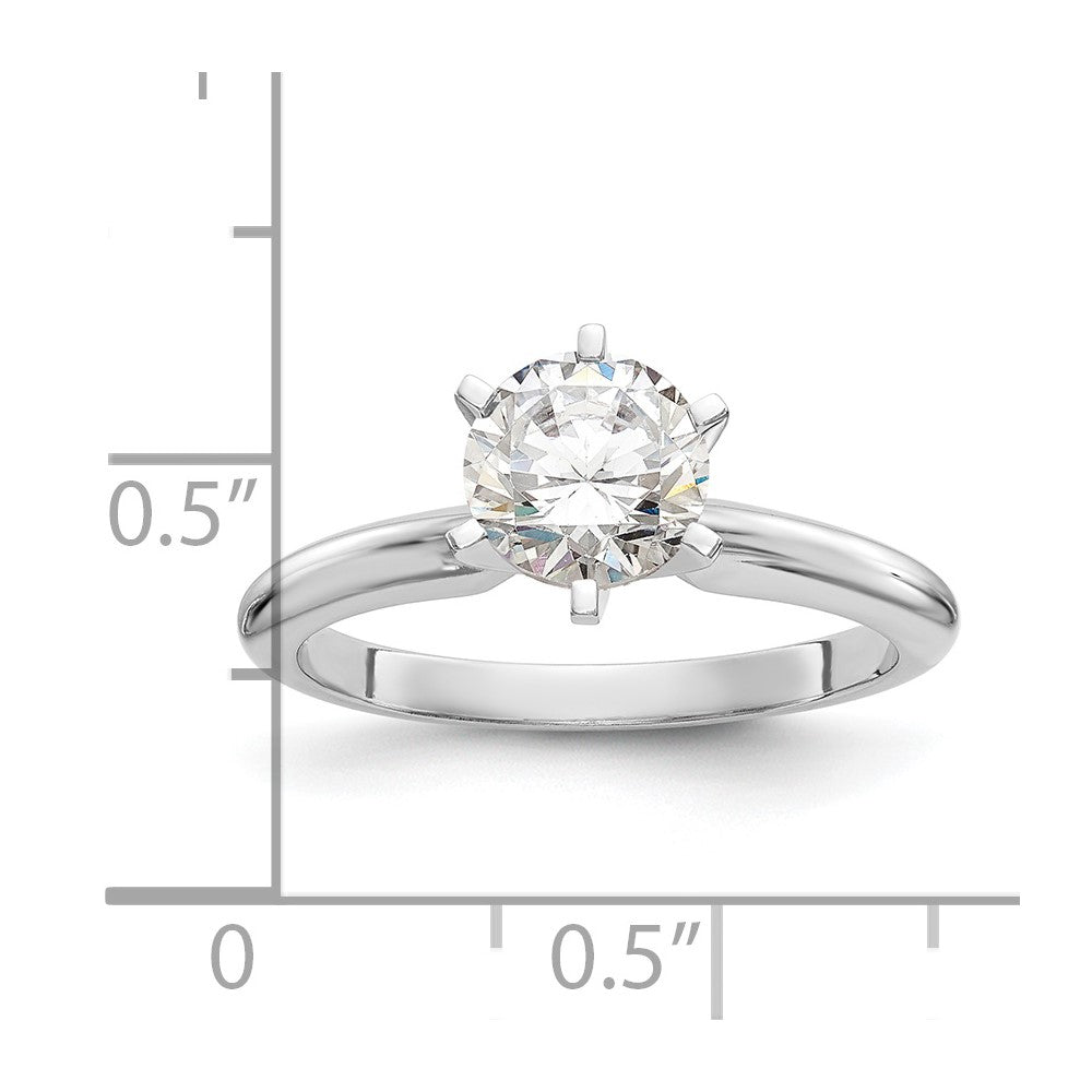 14k White Gold 1/3 carat Heavy-Weight Half-Round 6-Prong Round Solitaire Ring Mounting
