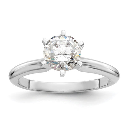 14k White Gold 3/4 carat Heavy-Weight Half-Round 6-Prong Round Solitaire Ring Mounting
