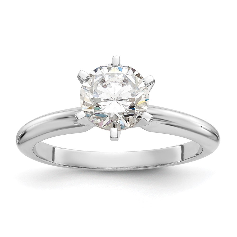 14k White Gold 1 carat Heavy-Weight Half-Round 6-Prong Round Solitaire Ring Mounting