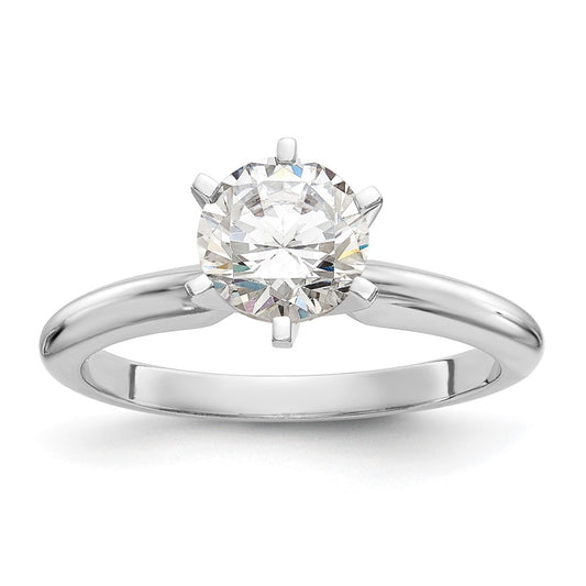 14k White Gold 1 carat Heavy-Weight Half-Round 6-Prong Round Solitaire Ring Mounting