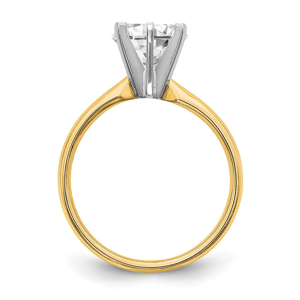 14k Two-Tone 1 carat Lightweight Comfort-Fit 6-Prong Round Solitaire Ring Mounting