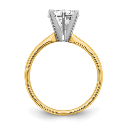 14k Two-Tone 1/2 carat Lightweight Comfort-Fit 6-Prong Round Solitaire Ring Mounting