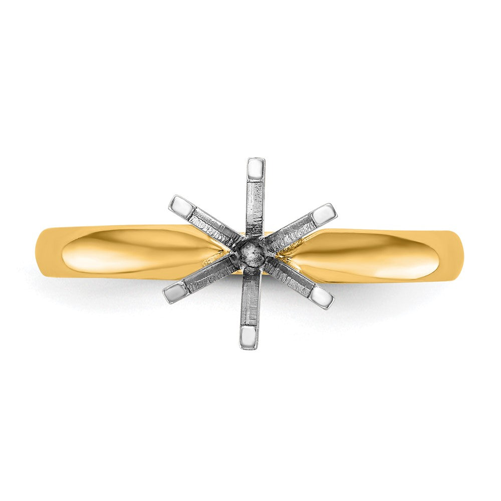14k Two-Tone 1 carat Lightweight Comfort-Fit 6-Prong Round Solitaire Ring Mounting