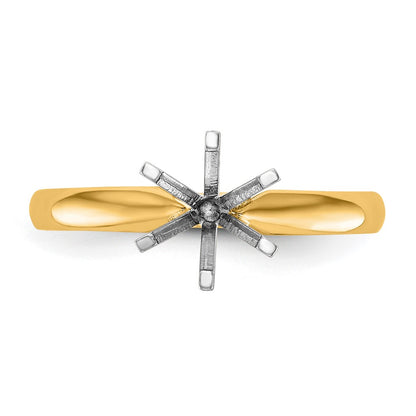 14k Two-Tone 1/2 carat Lightweight Comfort-Fit 6-Prong Round Solitaire Ring Mounting