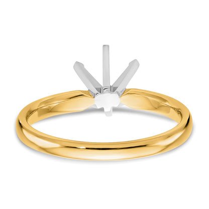 14k Two-Tone 1/2 carat Lightweight Comfort-Fit 6-Prong Round Solitaire Ring Mounting