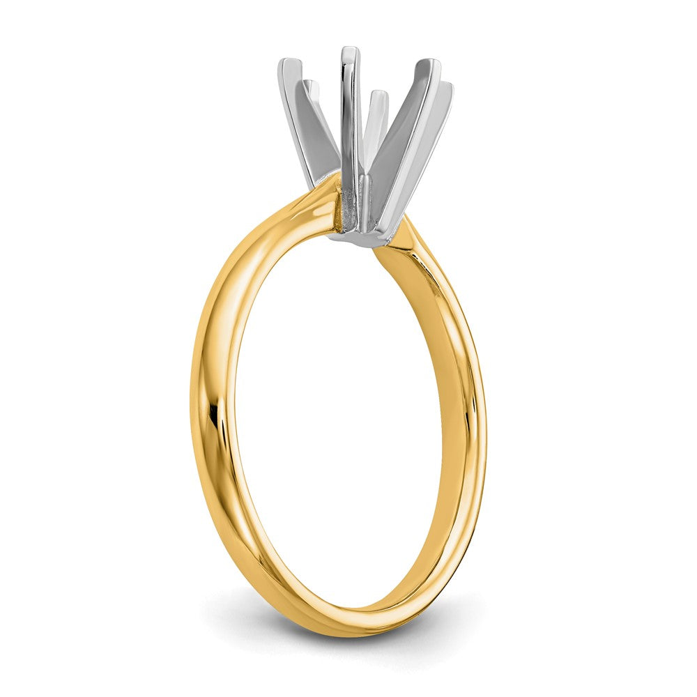 14k Two-Tone 1 carat Lightweight Comfort-Fit 6-Prong Round Solitaire Ring Mounting