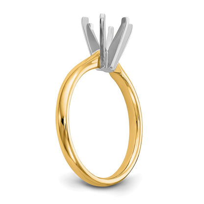14k Two-Tone 1/3 carat Lightweight Comfort-Fit 6-Prong Round Solitaire Ring Mounting