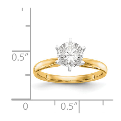 14k Two-Tone 1/3 carat Lightweight Comfort-Fit 6-Prong Round Solitaire Ring Mounting