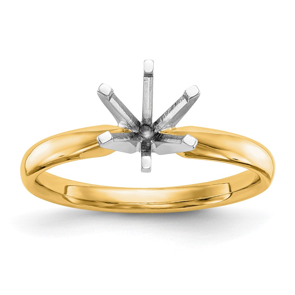 14k Two-Tone 1/3 carat Lightweight Comfort-Fit 6-Prong Round Solitaire Ring Mounting