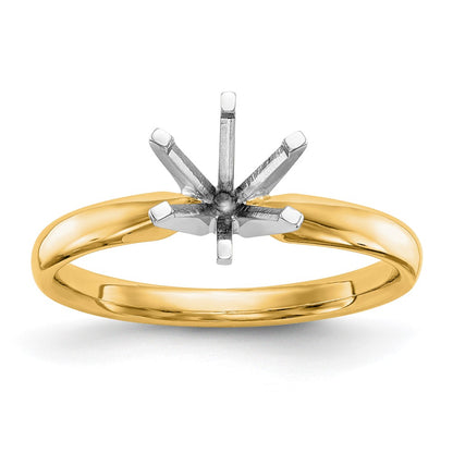 14k Two-Tone 1/3 carat Lightweight Comfort-Fit 6-Prong Round Solitaire Ring Mounting