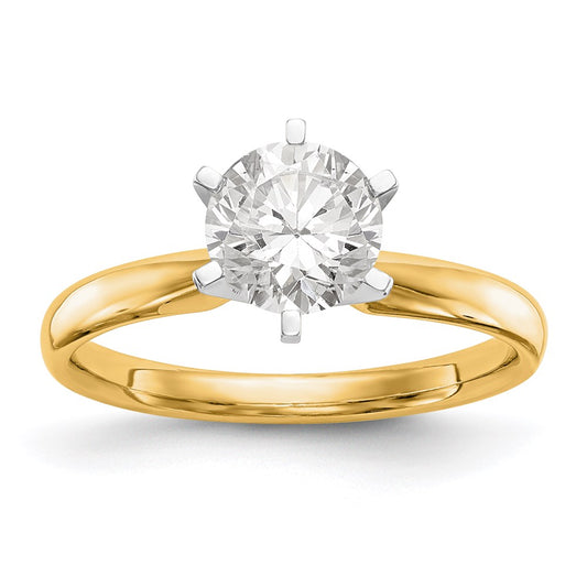 14k Two-Tone 1/2 carat Lightweight Comfort-Fit 6-Prong Round Solitaire Ring Mounting