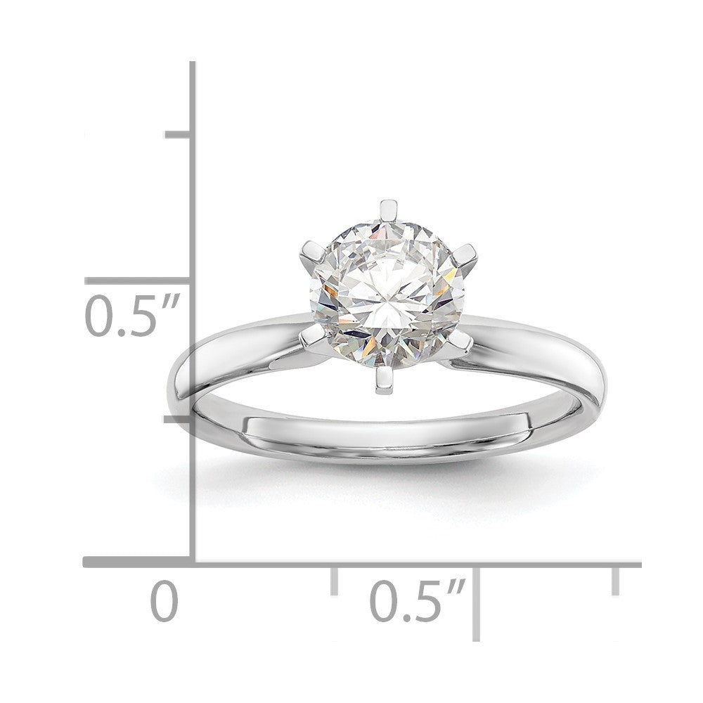 14k White Gold 5/8 carat Lightweight Comfort-Fit 6-Prong Round Solitaire Ring Mounting