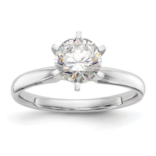 14k White Gold 2 carat Lightweight Comfort-Fit 6-Prong Round Solitaire Ring Mounting