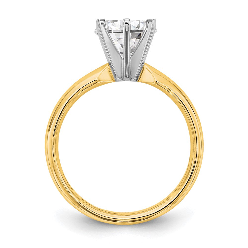 14k Two-Tone 1 carat Medium-Weight Comfort-Fit 6-Prong Round Solitaire Ring Mounting