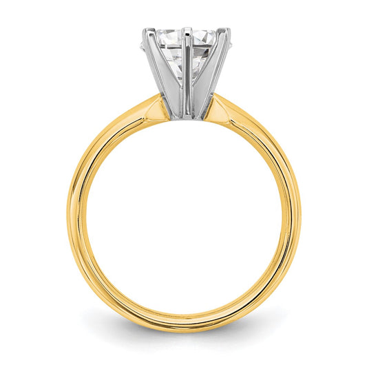 14k Two-Tone 1/3 carat Medium-Weight Comfort-Fit 6-Prong Round Solitaire Ring Mounting