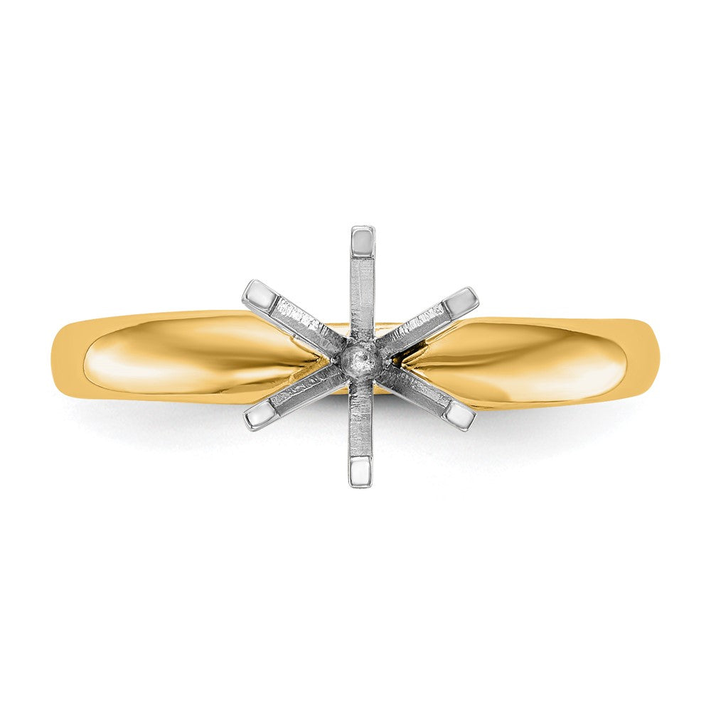 14k Two-Tone 1 carat Medium-Weight Comfort-Fit 6-Prong Round Solitaire Ring Mounting